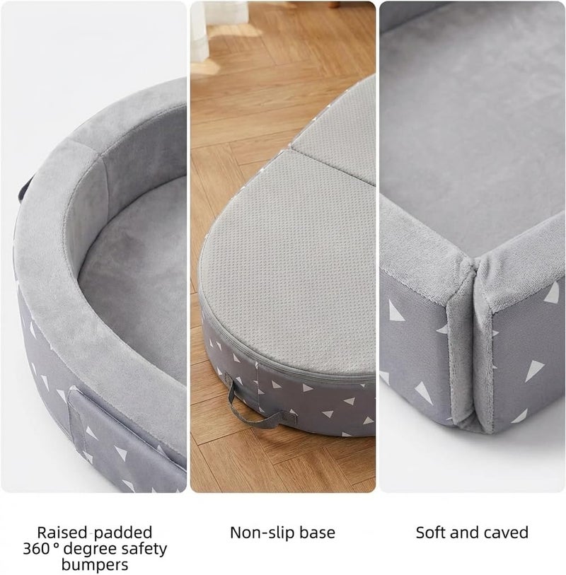 Mooedcoe Portable Foldable Toddler Travel Bed with Sides, Portable Toddler Bumper Bed for Travel Kid Foam Sleeping Cot for Children 18M – 5yr Old - Image 4